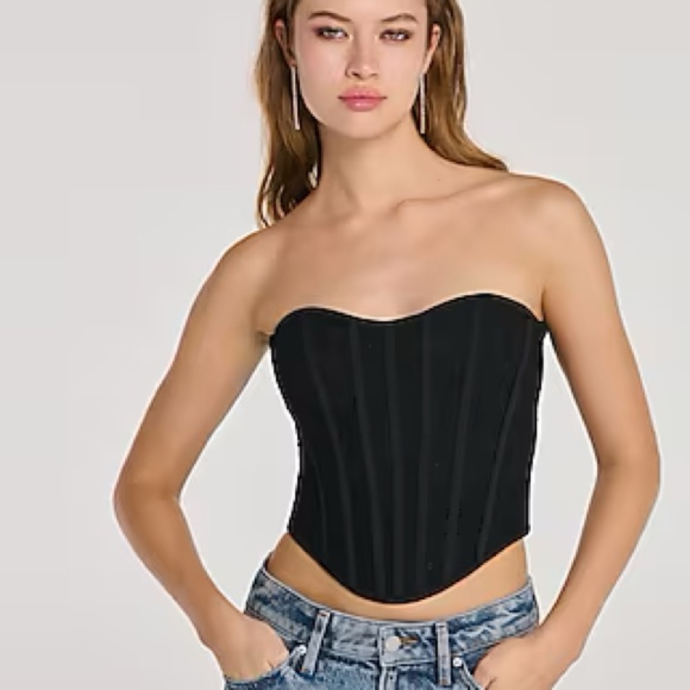 Express Black Strapless Crop Top